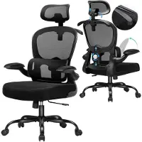 COMHOMA Sedia ergonomica per ufficio, sedia da scrivania con poggiatesta 3D e supporto lombare, design con appendiabiti integrato, bracciolo ribaltabile, 150 kg