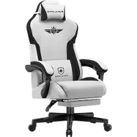GTPLAYER Sedia da gaming, ergonomica, in Tessuto tecnico, con supporto lombare, sedia PC con schienale allargato, portata fino a 150 kg, grigi