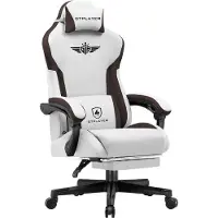 GTPLAYER Sedia da gioco , sedia da gioco ergonomica in tessuto con supporto lombare, sedia per PC con schienale allargato, portata fino a 150 kg, marrone