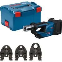 Bosch GPT 18V-19 Professional Utensile a batteria per pressatura 18 V 21 kN (06019M2003) + 3x ganasce di pressatura + L-Boxx - senza batteria, senza caricabatterie