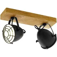 Eglo Spotlight Gatebeck 2 lampade acciaio e legno nero