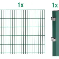 Alberts Recinzione a doppia rete metallica - set di prolunghe, altezza 160 cm, lunghezza 2 m, verde, per la posa nel calcestruzzo