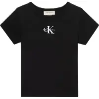 Calvin Klein Girls Monologo Rib Baby Tee Black Taglia: 14 | T-shirt Outlet | kids | Nero