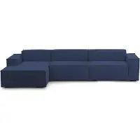 Talamo Italia Divano Fisso con Penisola Atrillo 170x340 cm blu blu, Sfoderabile Modulare, Sfoderabile, Italy, Oekotext