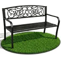 Akord Panchina da giardino nera IRYS con gambe in acciaio e schienale in ghisa larghezza 127 cm