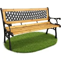 Akord Panchina da giardino nera MIRT con legno laccato e gambe in ghisa larghezza 127 cm