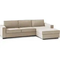 Dmora Divano Fisso con Penisola Ametrino 95x280 cm Beige Beige, Sfoderabile Italy