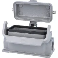 Harting Han 16B Base bassa, 2xM25 uscita cavo laterale, con 1 staffa longitudinale con cappuccio protettivo in metallo - 1 pezzo