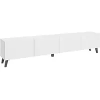Bratex Mobile TV moderno, 190 cm, con gambe, bianco opaco, ideale per il soggiorno