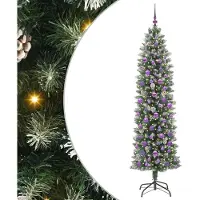 vidaXL Albero di Natale artificiale sottile verde e bianco 210 cm