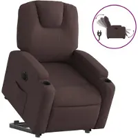 vidaXL Poltrona relax con supporto elettrico in tessuto marrone scuro