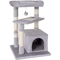 Lionto tiragraffi per gatti 75 cm con grotta, giaciglio e superficie in sisal, compatto e stabile, ideale per il gioco, il riposo e la cura degli artigli, grigio chiaro