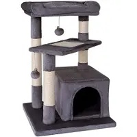 Lionto tiragraffi per gatti 75 cm con grotta, giaciglio e superficie in sisal, compatto e stabile, ideale per il gioco, il riposo e la cura degli artigli, grigio scuro