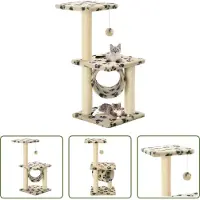 The Living Store Graffiatoio per gatti in Sisal 65 cm Beige Stampa zampa