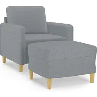 vidaXL Poltrona con sgabello grigio chiaro 60 cm tessuto