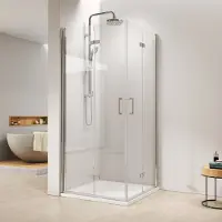 Emke Cabina doccia 90x90x195 cm con ingresso angolare Cabine doccia Porta pieghevole Pannello doccia Nano Vetro di sicurezza Parete pieghevole