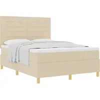 vidaXL Letto a molle con materasso crema 140 x 190 cm in tessuto