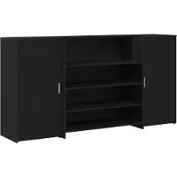 Syfax Scrivania per Reception Rovere Nero 200x50x103,5 cm in Legno Massello di Argilla