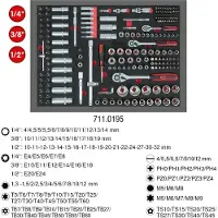 Ks Tools set di chiavi a bussola da 1/4"+3/8"+1/2", 195 pezzi con inserto sistema 1/1