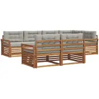 vidaXL Set da salotto da esterno, 7 pezzi, colore naturale e grigio chiaro