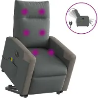 Syfax Poltrona Alzapersona Massaggi Elettrica Grigio Scuro Tessuto