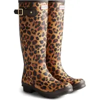 Hunter Women's Original Tall Leopard Boot Stivali di gomma Donna (38, marrone)