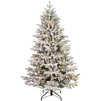 Salcar 180cm albero di Natale artificiale con neve incl. 1230 punte aghi PE+PVC, 300 luci LED bianco caldo e supporto in metallo, albero di Natale