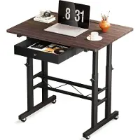 GTPLAYER Scrivania regolabile in altezza, scrivania per computer, scrivania per laptop con cassetti, scrivania regolabile in altezza 80 * 50*(73-115) cm Scrivania in piedi con rotelle