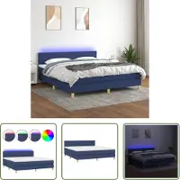The Living Store Letto a molle insacchettate con materasso e LED Tessuto blu 180x200 cm