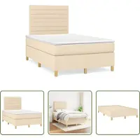 The Living Store Letto a molle con materasso crema 120x190 cm in tessuto