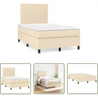 The Living Store Letto a molle con materasso crema 120x190 cm in tessuto