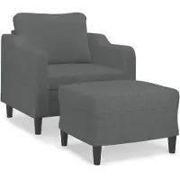 Syfax Poltrona con Poggiapiedi Grigio Scuro 60 cm in Tessuto