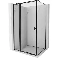Mexen Mist T cabina doccia battente sinistra 85 x 110 cm, cornice nera, nero - 8A4T-085-110-70-70-L