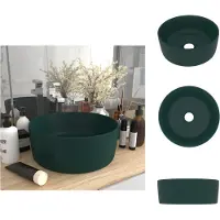 vidaXL Lussuoso lavabo rotondo verde scuro opaco 40x15 cm in Vetroceramica - Lavabo da bagno