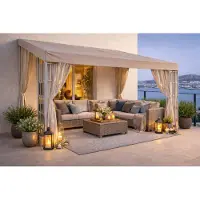 Quick Star Estensione Rank 3x4m sabbia con 3 parti laterali Estensione padiglione tetto patio