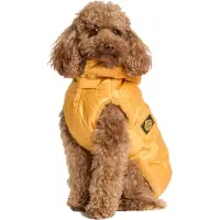 Fashion Dog Cappotto trapuntato per cani con cappuccio staccabile - giallo ocra - 43 cm