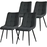ML-Design set di 4 sedie da sala da pranzo antracite, sedie da soggiorno con rivestimento in tessuto e gambe in metallo, sedie da cucina con schienale