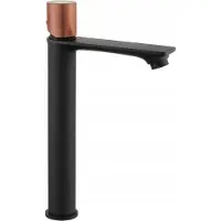 Mexen Royo One rubinetteria lavabo alta, nero/oro rosa - 72211-76