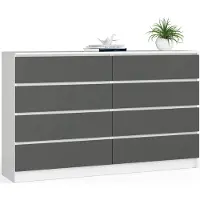 Akord Cassettiera 8 Cassetti Bianco/Grigio Grafite 160X40X99 Cm