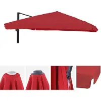 Mendler Copertura di ricambio per parasole da esterno HWC-A96, con falda, realizzata in poliestere, di colore rosso, dimensioni 3x4 metri (diametro 5 metri)