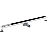 vidaXL Scarico doccia con copertura in vetro e sifone a 360° Nero 100 cm