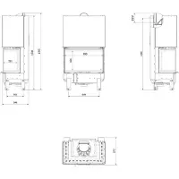 Kratki Inserto per caminetto REGNOR 800/400 8 kW Ø 200 3 lati in vetro con porta a molla
