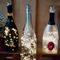 Hellum Catena luminosa a LED per bottiglie, 20 LED, bianco caldo, timer, batteria, set da 3 pezzi 524451