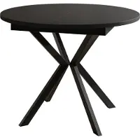 Alpi Meble Tavolo rotondo per sala da pranzo LEO, diametro tavolo allungabile: da 100 cm a 138 cm, colore tavolo da soggiorno: nero, con gambe in metallo nero