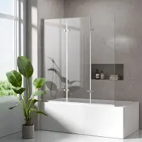 S'AFIELINA Cabine doccia pieghevole 3 pezzi per vasca 120x140 cm, vetro di sicurezza ESG 6 mm con rivestimento NANO Easy-Clean