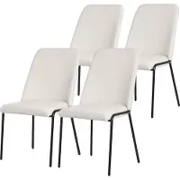 ML-Design set di 4 sedie per sala da pranzo in poliestere beige sedie da cucina con gambe in metallo sedia da soggiorno con schienale sedie imbottite per sala da pranzo cucina