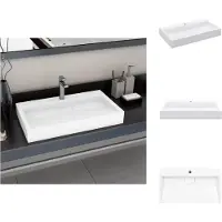 vidaXL Lavabo 80 x 46 x 11 cm Fusione minerale/marmo bianco - Lavabo da bagno