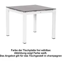 SonnenPartner Tavolo da giardino Base 90x90 cm in alluminio color champagne Sistema di tavoli con piano a scelta in HPL o teak