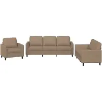 vidaXL Set di divani a 3 pezzi con cuscini in Pelle finta marrone cappuccino