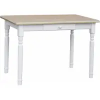 Koma Tools Tavolo II, pino massello, con cassetto, 90 × 60 cm, bianco/naturale verniciato